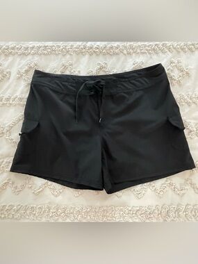 Kanu Surf Black Women's Athletic Drawstring Swim Shorts